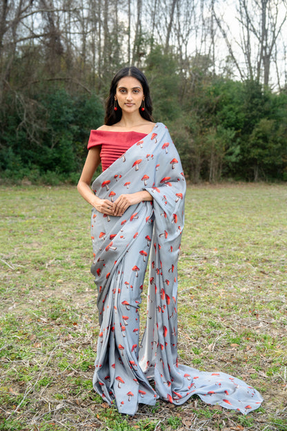 Crimson Cap Mushroom Sari