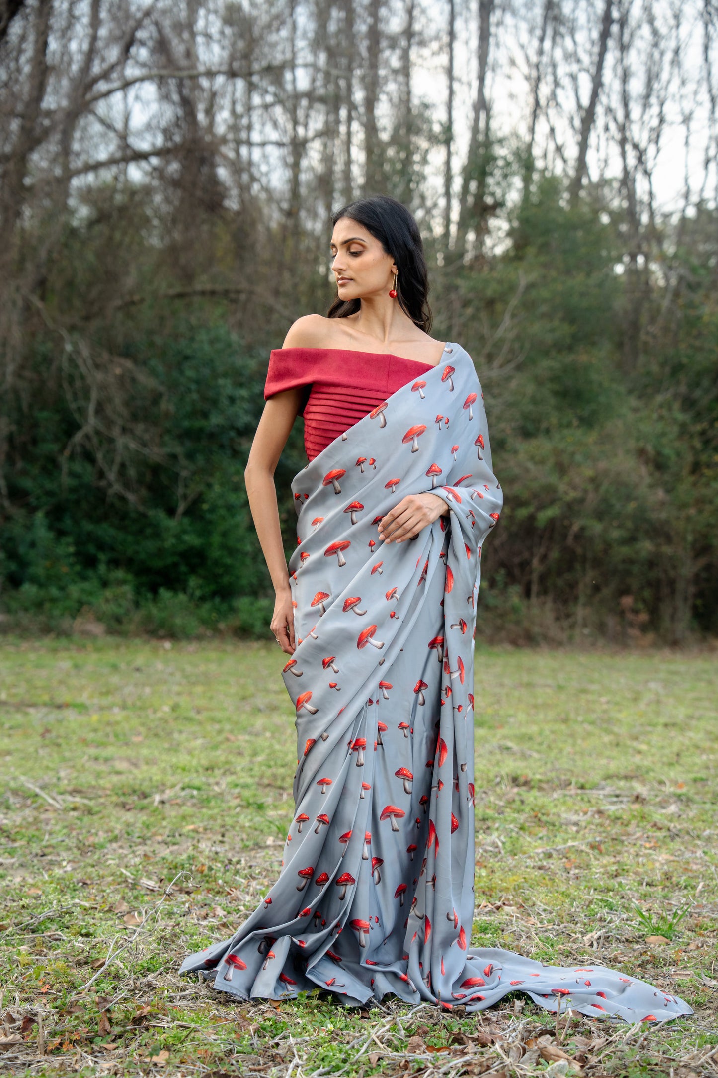 Crimson Cap Mushroom Sari