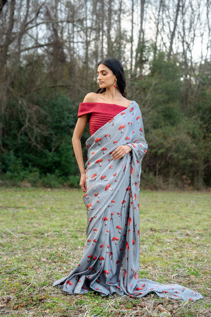 Crimson Cap Mushroom Sari