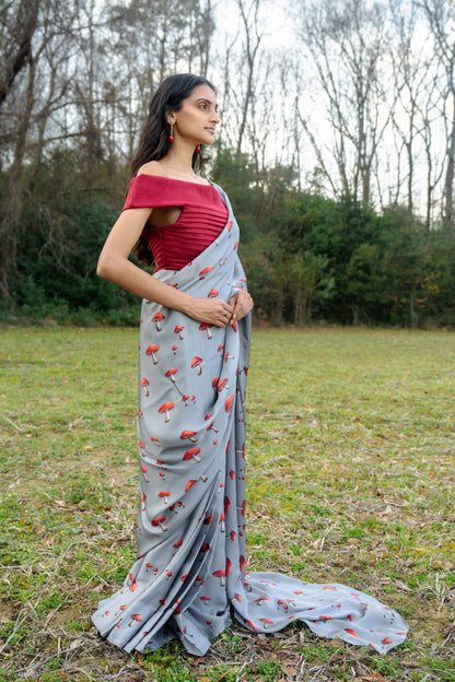 Crimson Cap Mushroom Sari