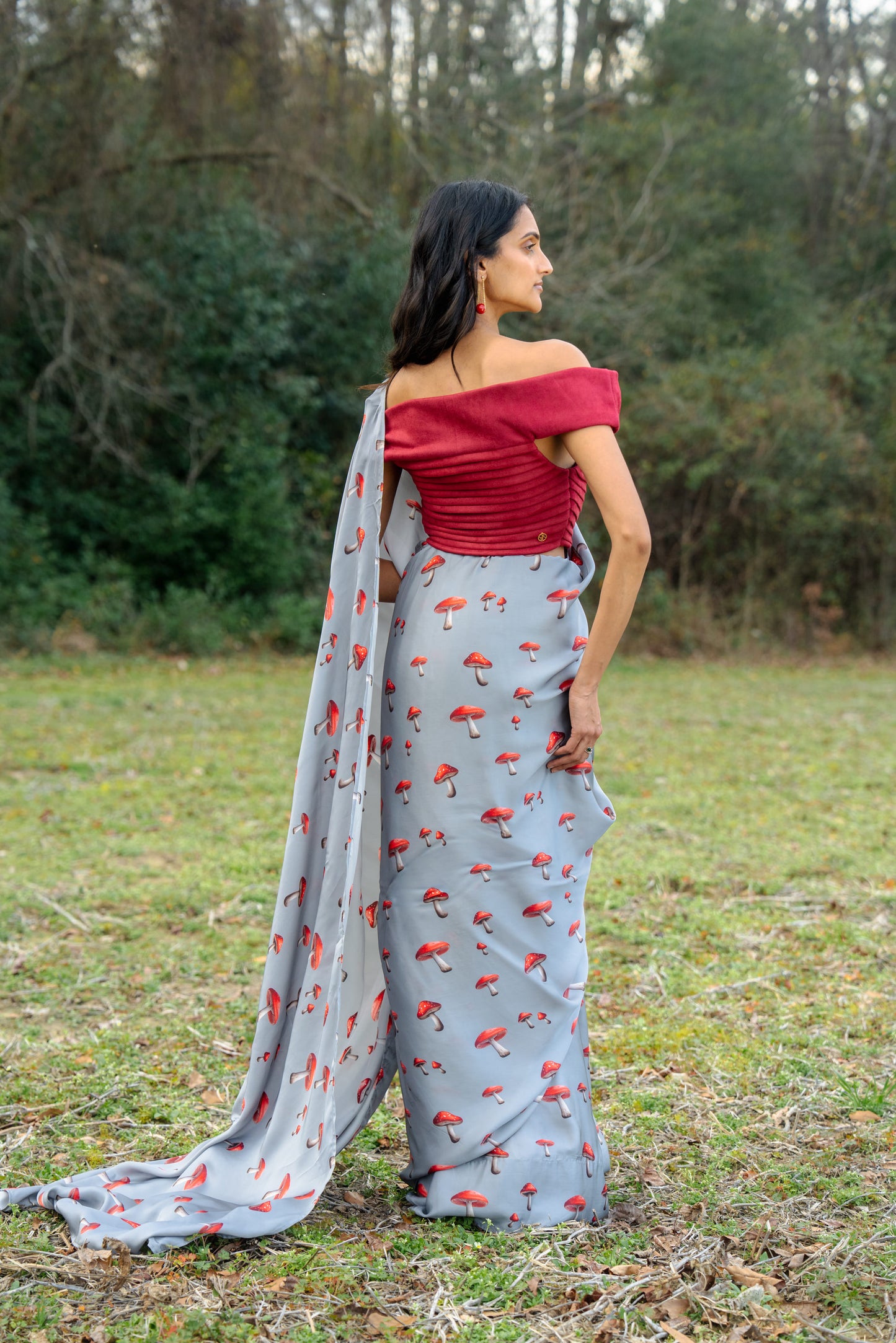 Crimson Cap Mushroom Sari