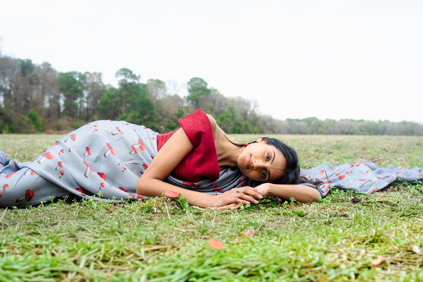 Crimson Cap Mushroom Sari
