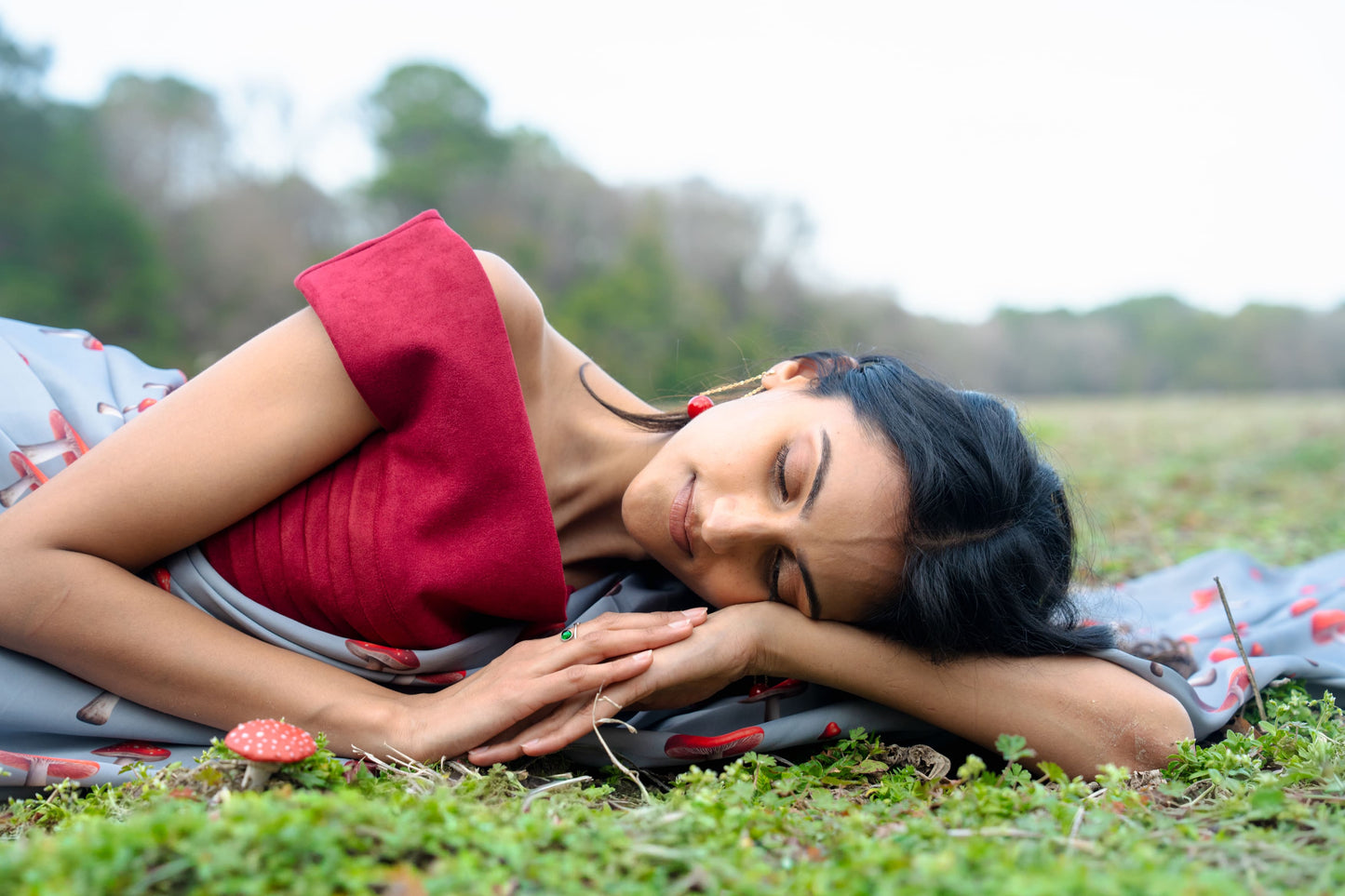 Crimson Cap Mushroom Sari
