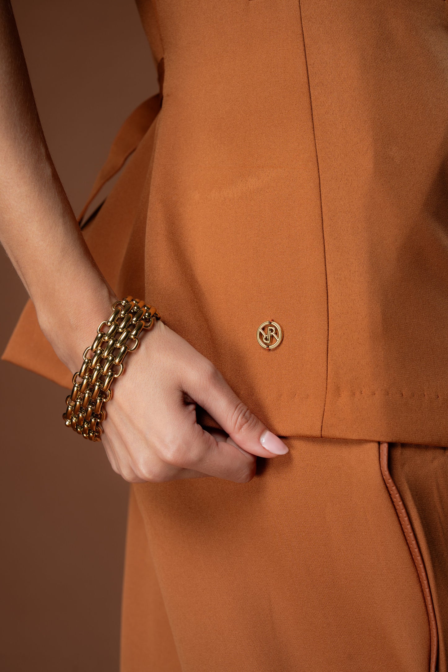 Woman wearing Tan PowerSet from Label Rebel Roots.