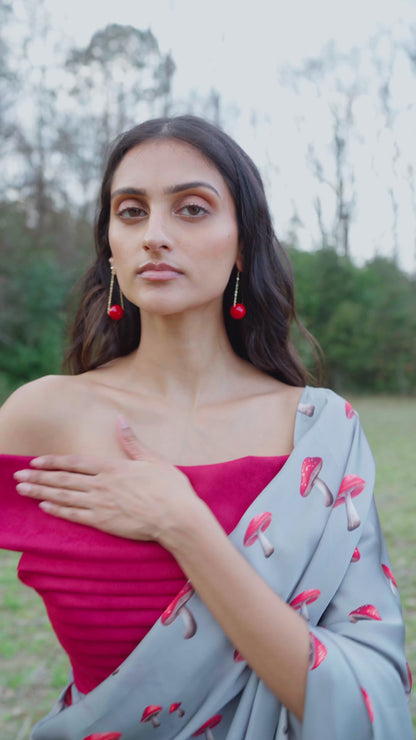 Crimson Cap Mushroom Sari